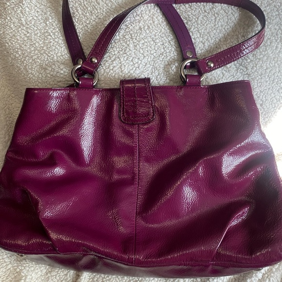 Coach Soho Shiny Patent Leather Buckle Bag Plum Purple - Picture 3 of 11